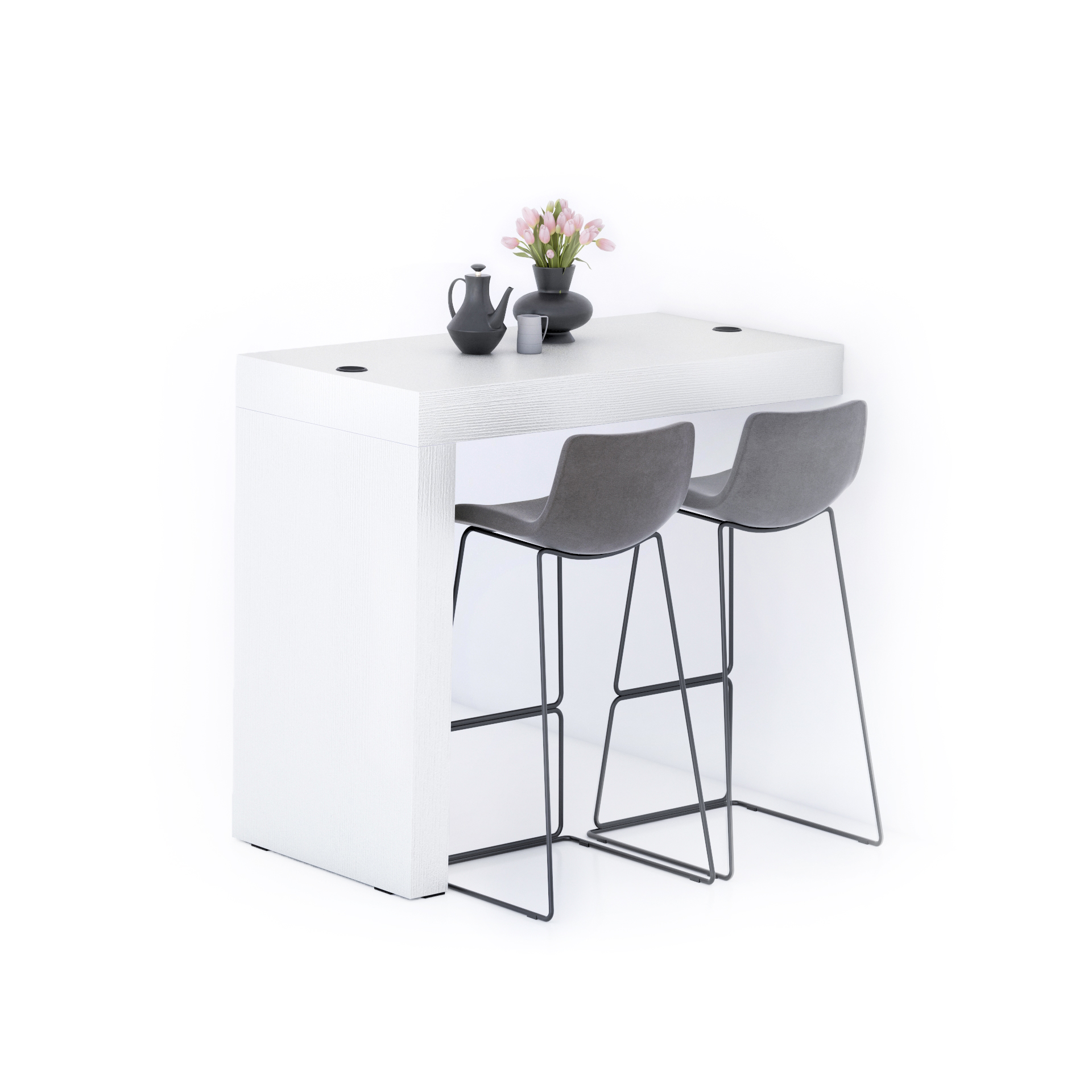 Evolution Peninsula with Wireless Charger 47.2 x 23.6 in, Ashwood White