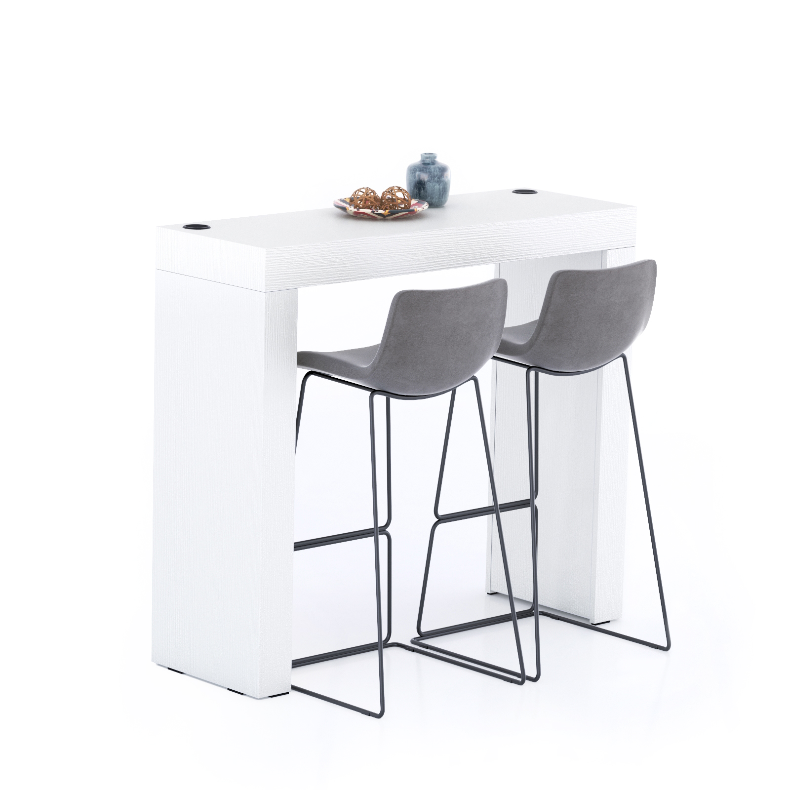 Evolution High Table with Wireless Charger 47.2 x 15.7 in, Ashwood White
