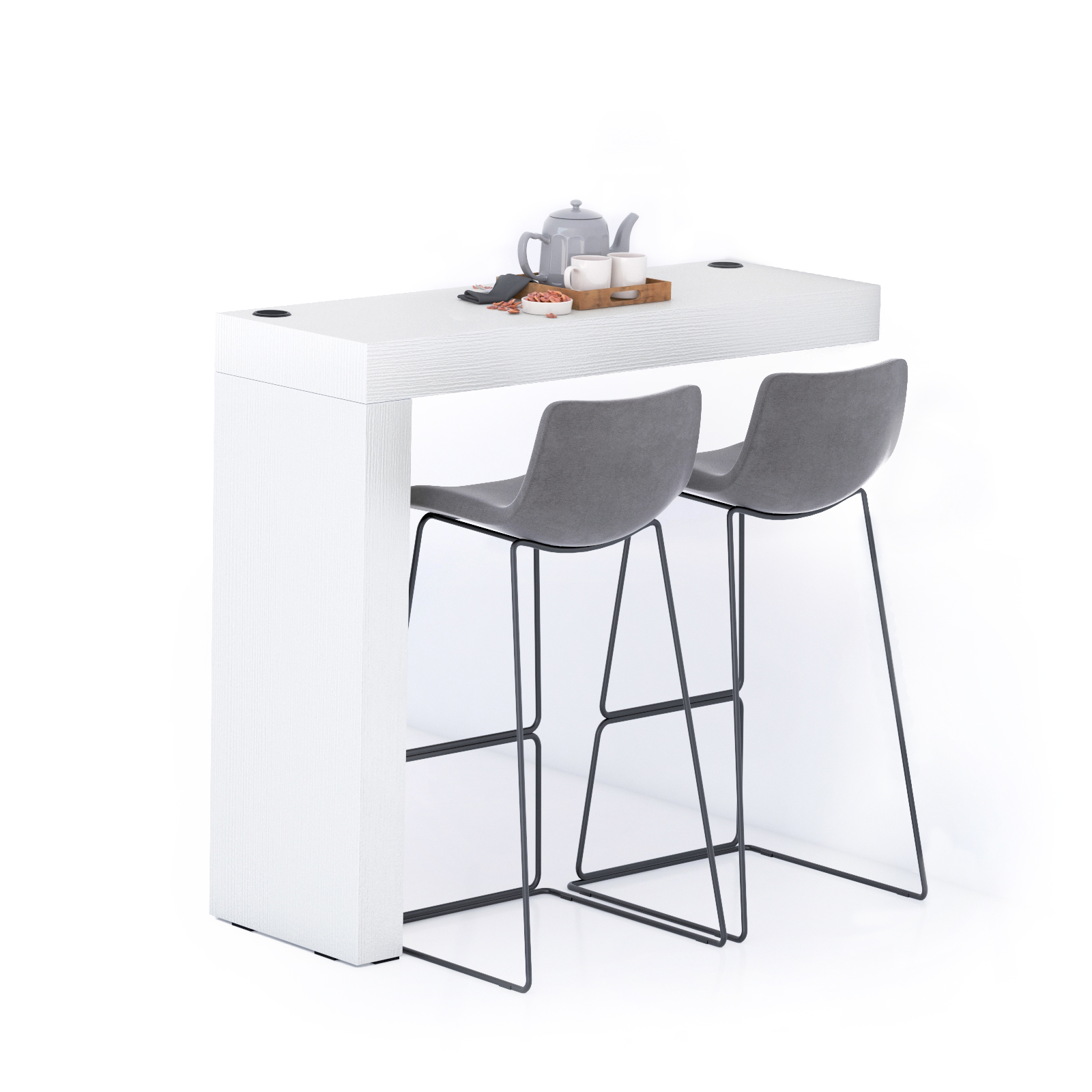 Evolution Peninsula with Wireless Charger 47.2 x 15.7 in, Ashwood White