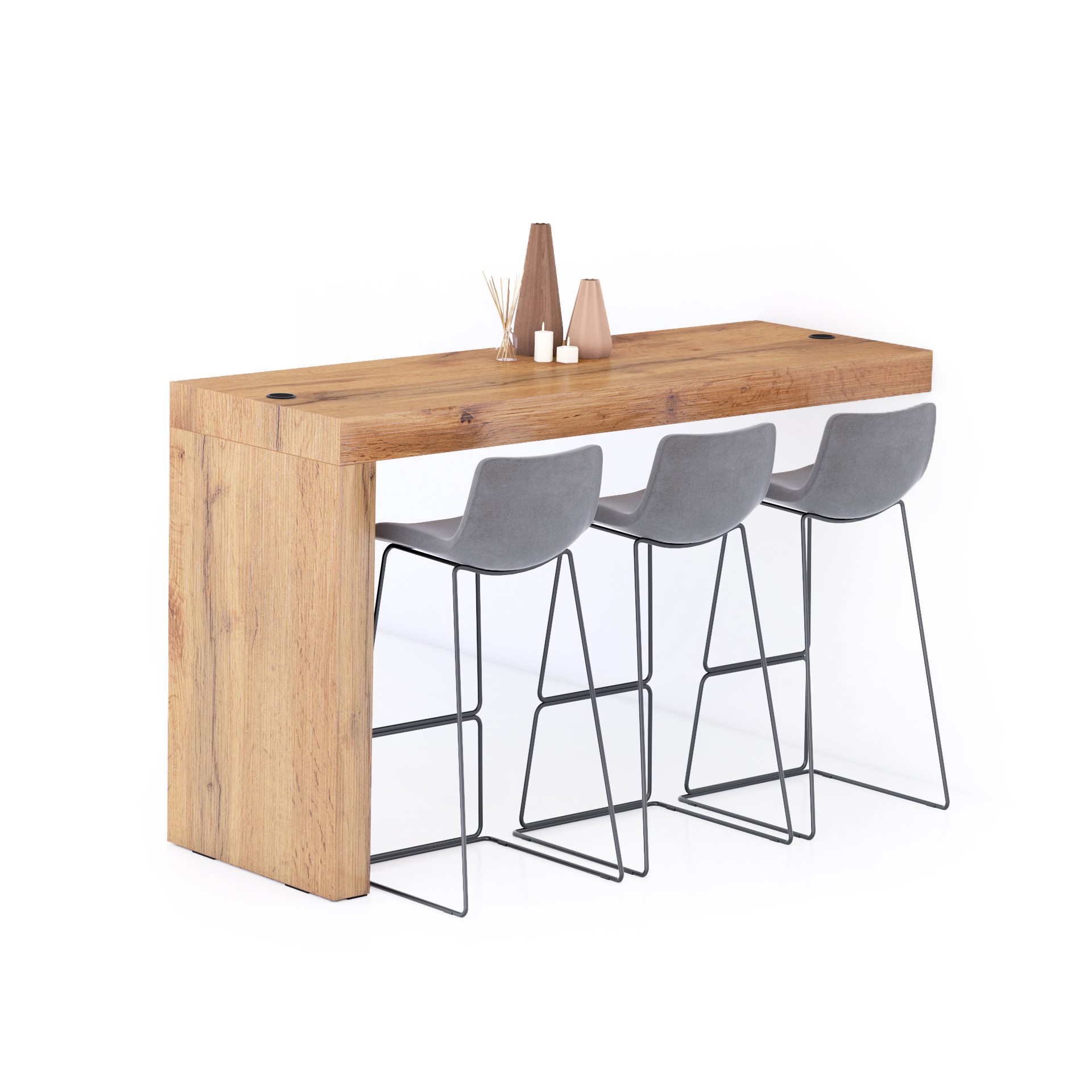 Evolution Peninsula with Wireless Charger 70.9 x 23.6 in, Rustic Oak