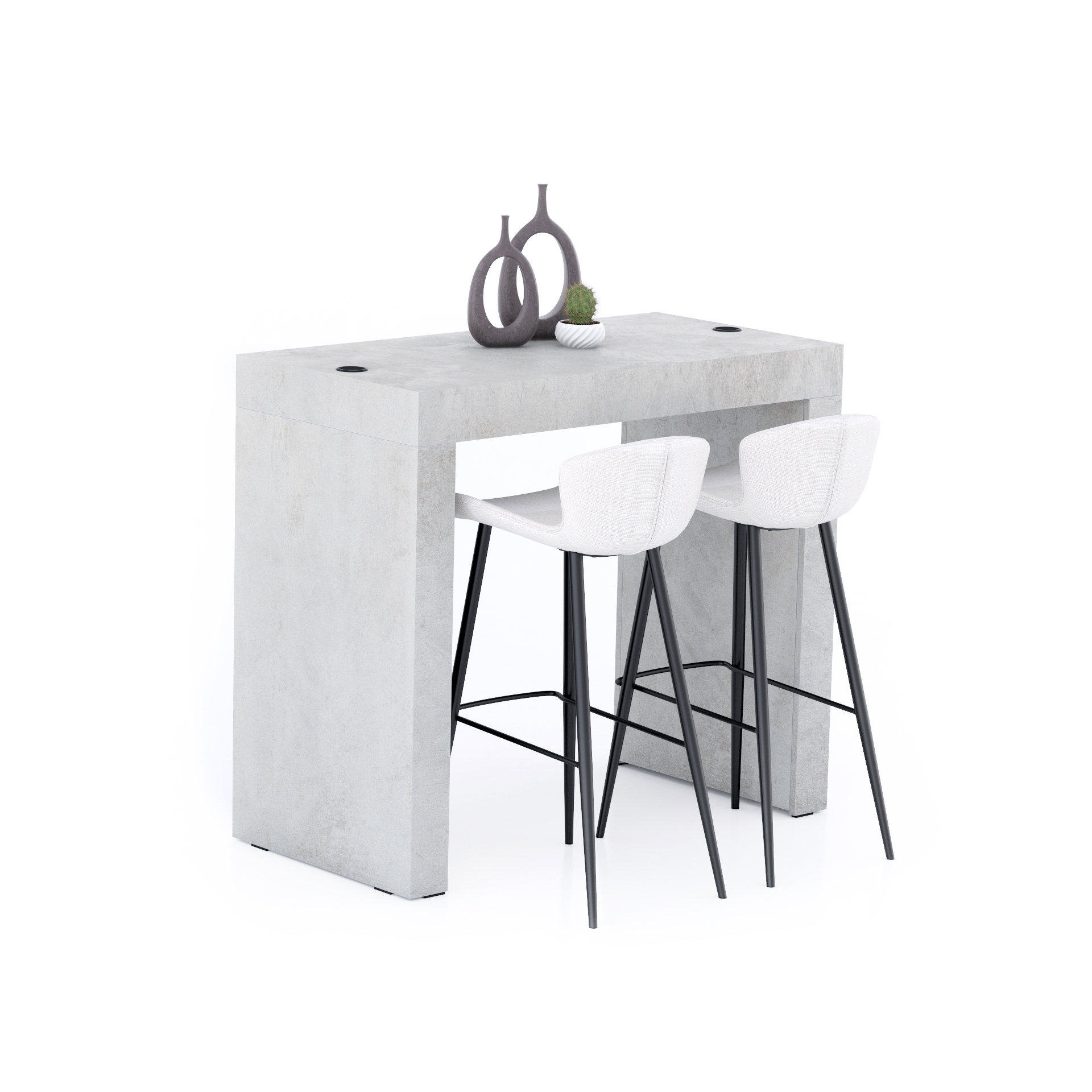 Evolution High Table with Wireless Charger 47.2 x 23.6 in, Concrete Effect, Grey