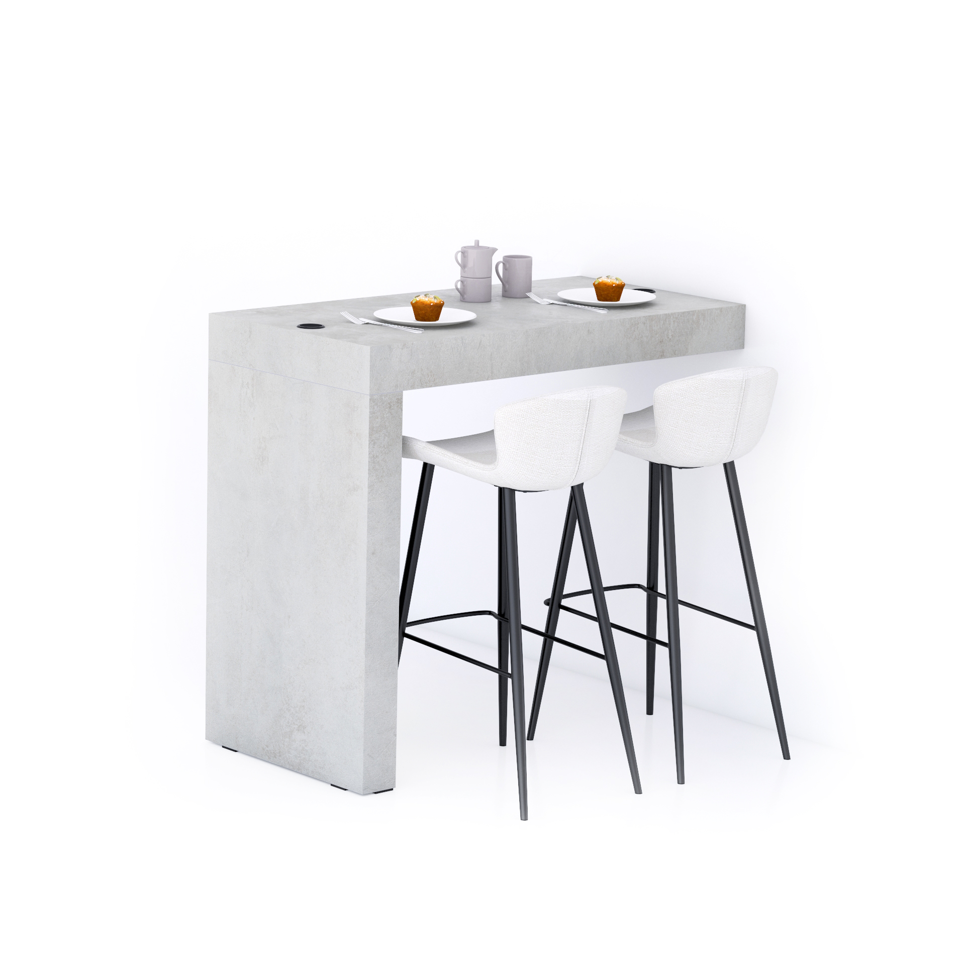 Evolution Peninsula with Wireless Charger 47.2 x 23.6 in, Concrete Effect, Grey
