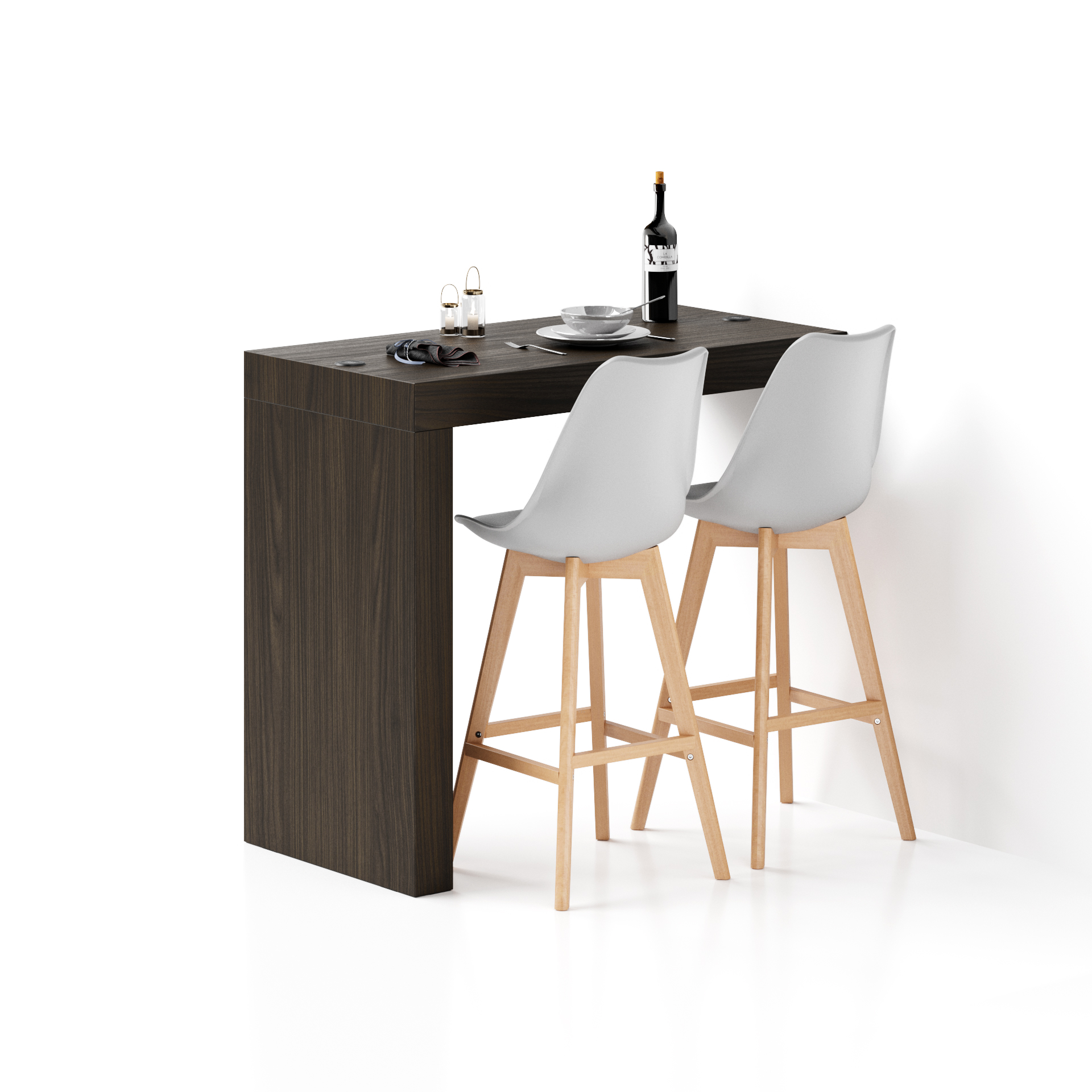 Péninsule Evolution 120x60, Noyer Américain à Chargeur Sans Fil