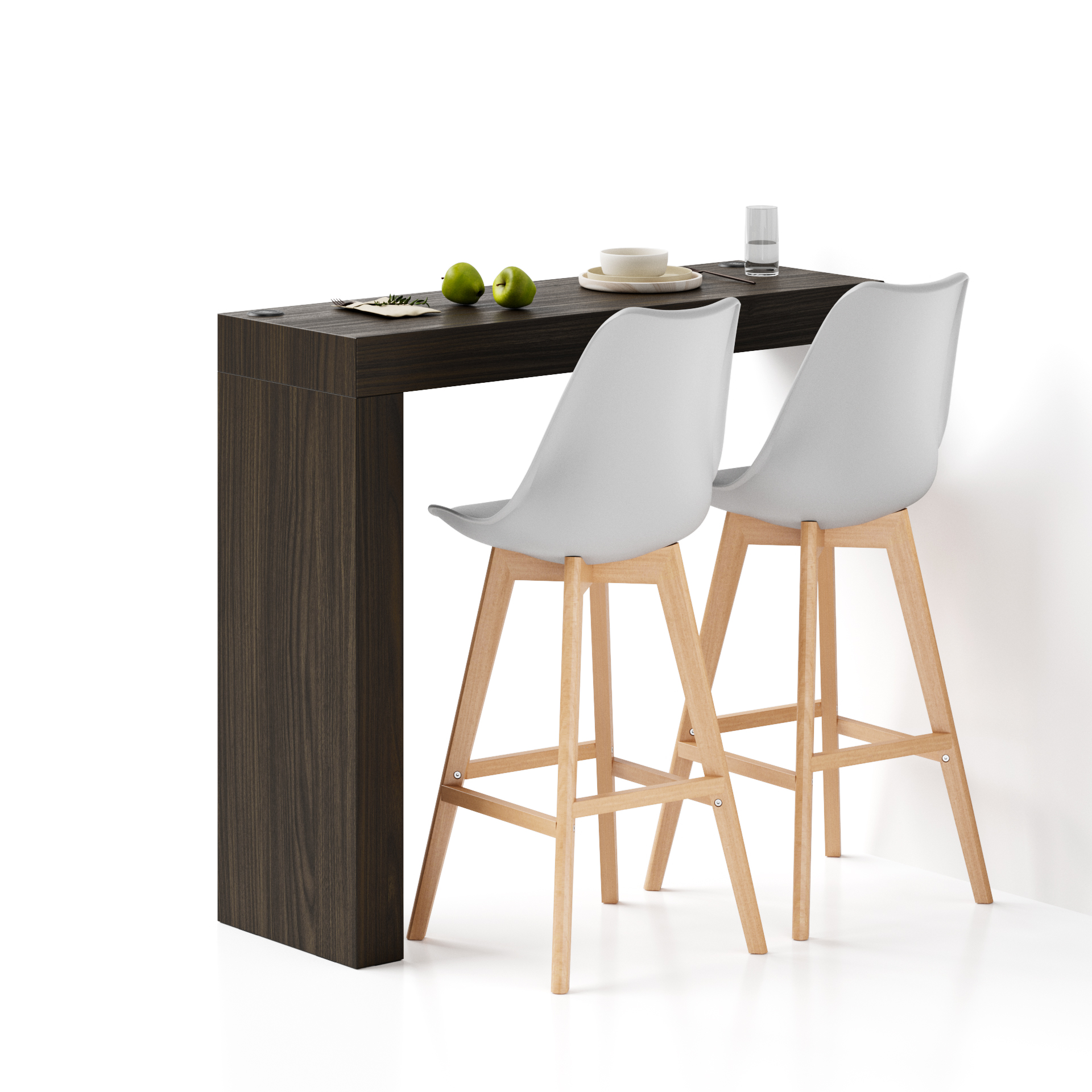 Péninsule Evolution 120x40, Noyer Américain à Chargeur Sans Fil