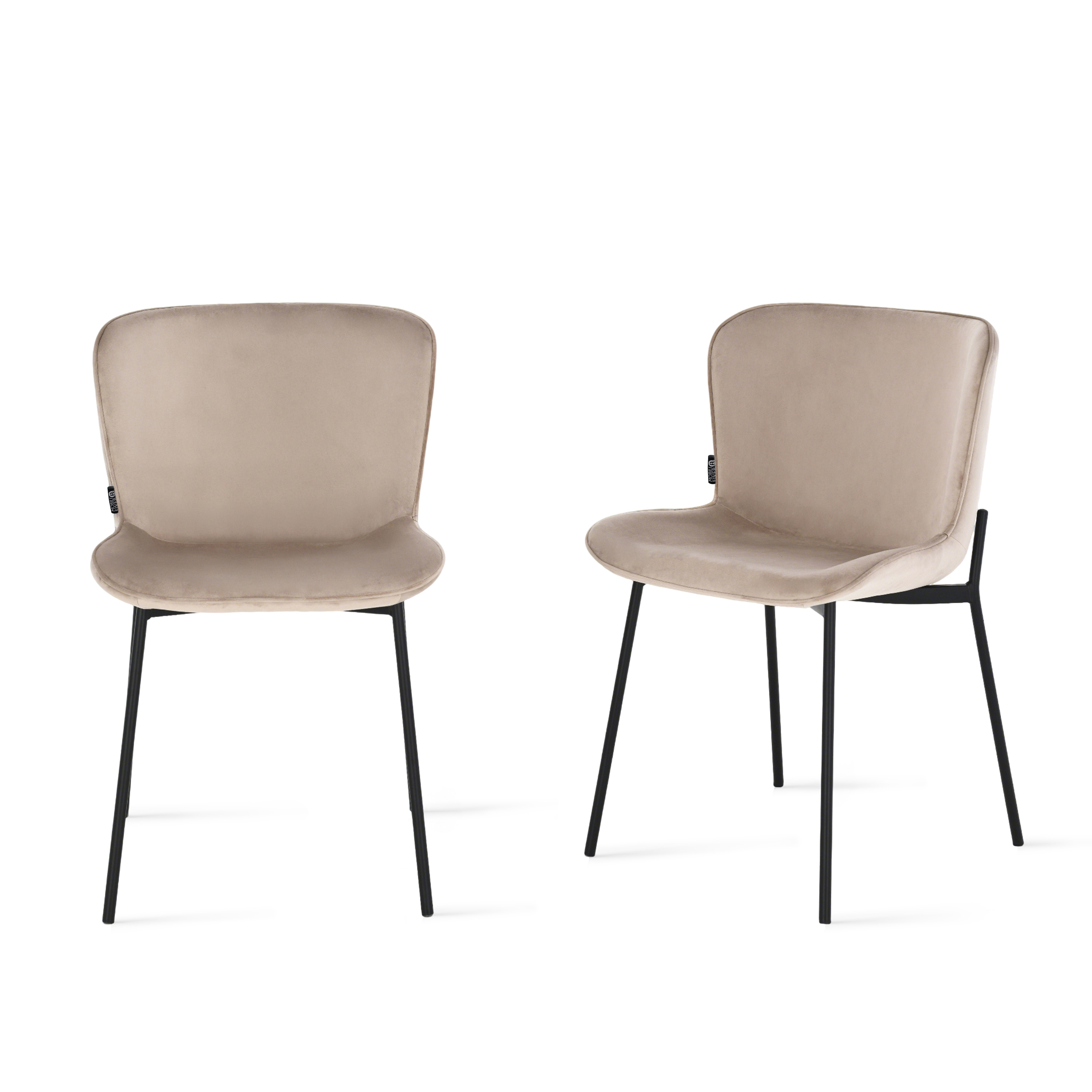 Sedie in velluto Ambra, Set da 2, Beige