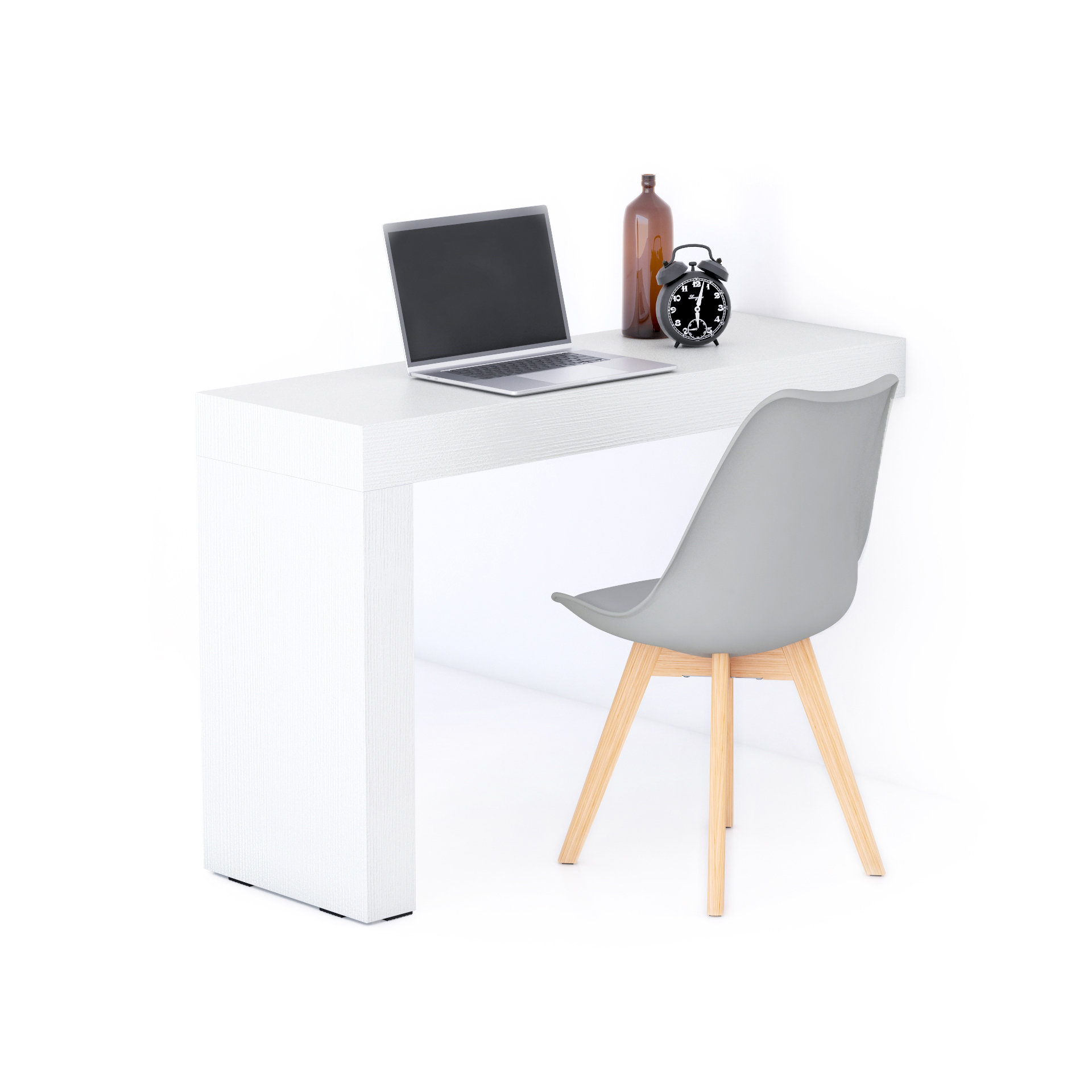 Scrivania Evolution 120x40, Bianco Frassino con Una Gamba