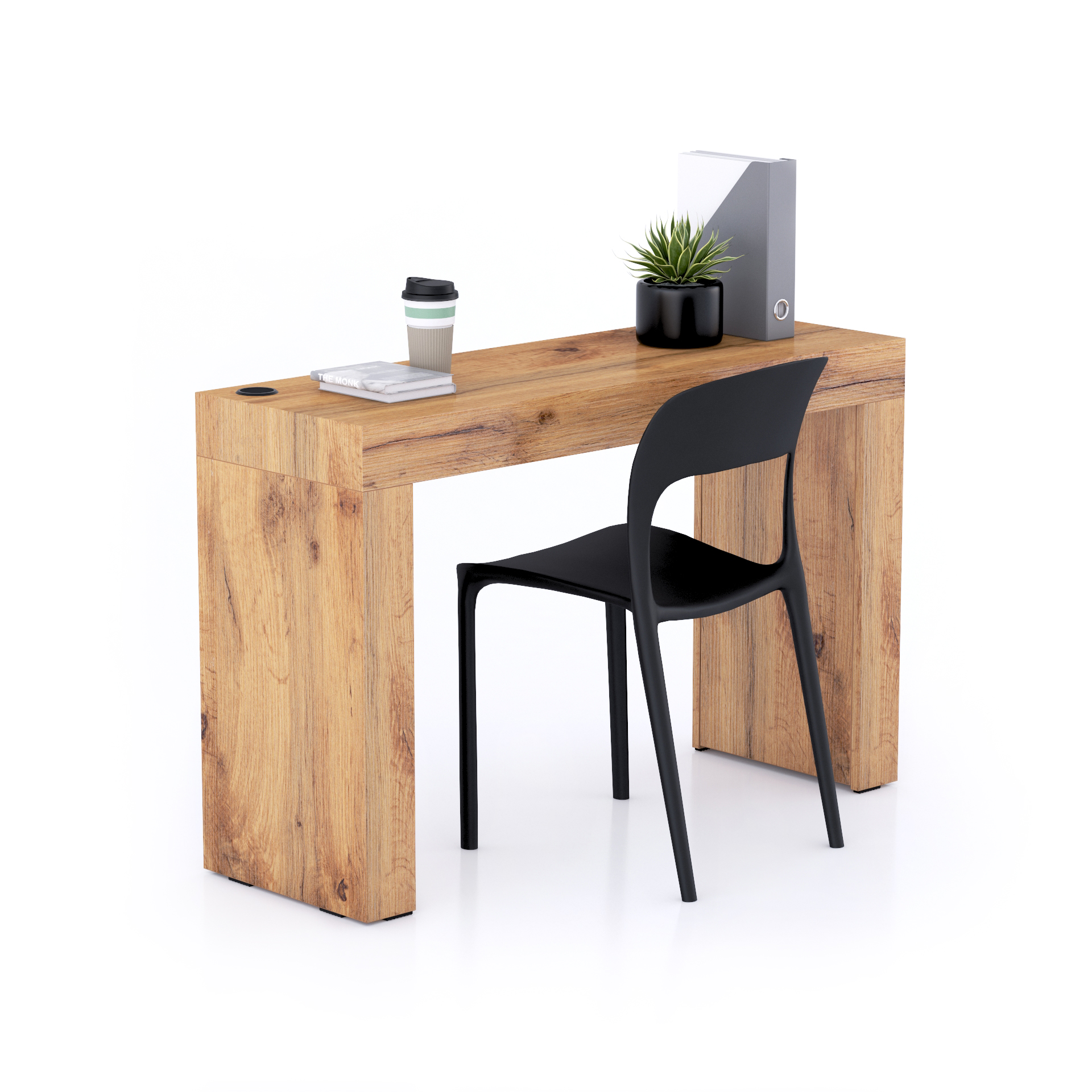 Evolution Desk 47.2 x 15.7 in, with Wireless Charger, Rustic Oak with Two Legs