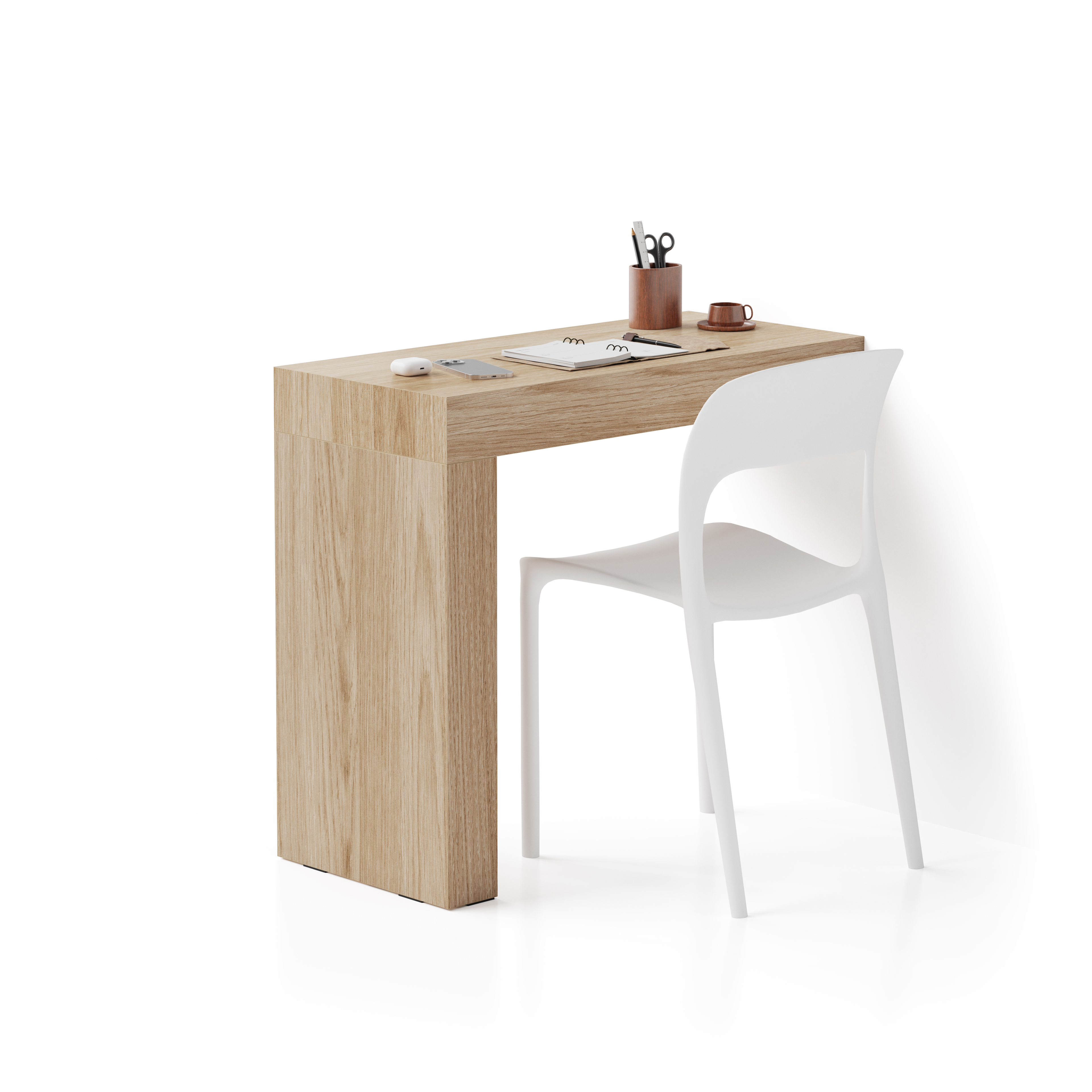 Table de bureau Evolution 90x40, Chêne Clair avec 1 pied
