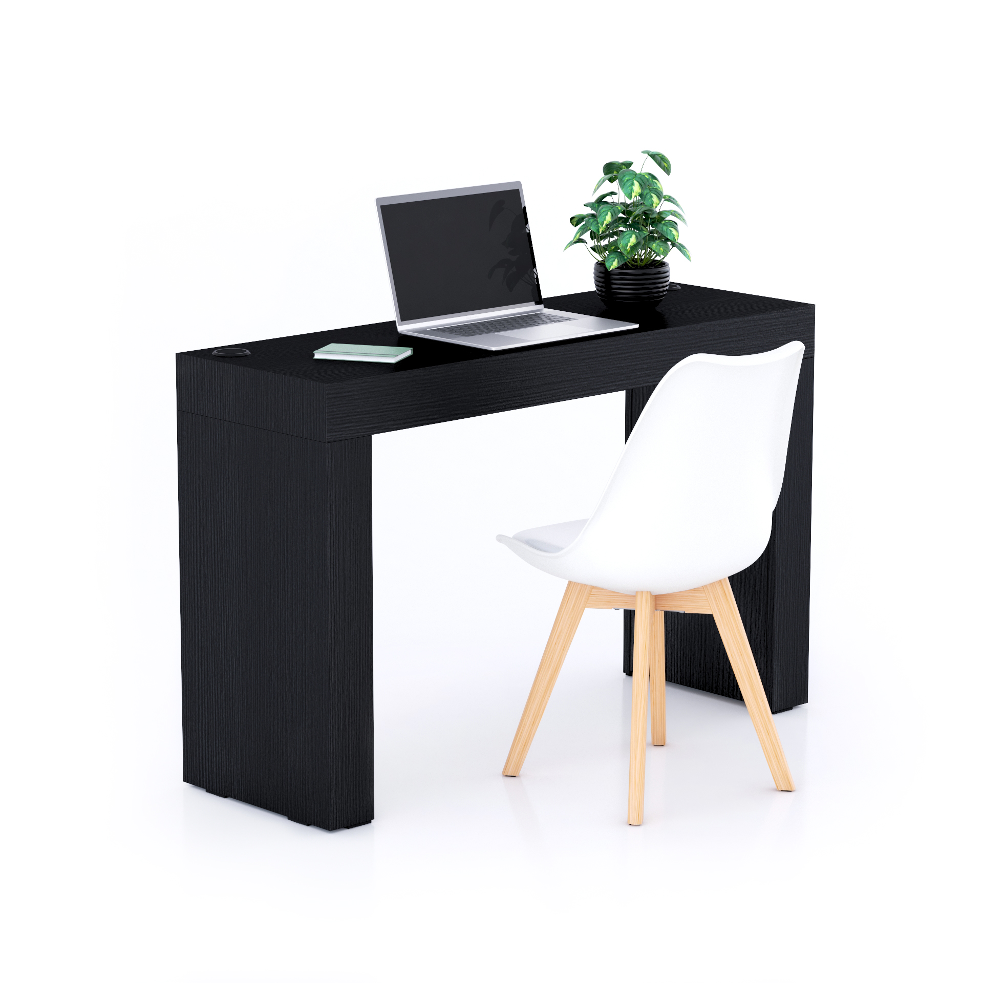 Evolution Desk 47.2 x 15.7 in, with Wireless Charger, Ashwood Black with Two Legs