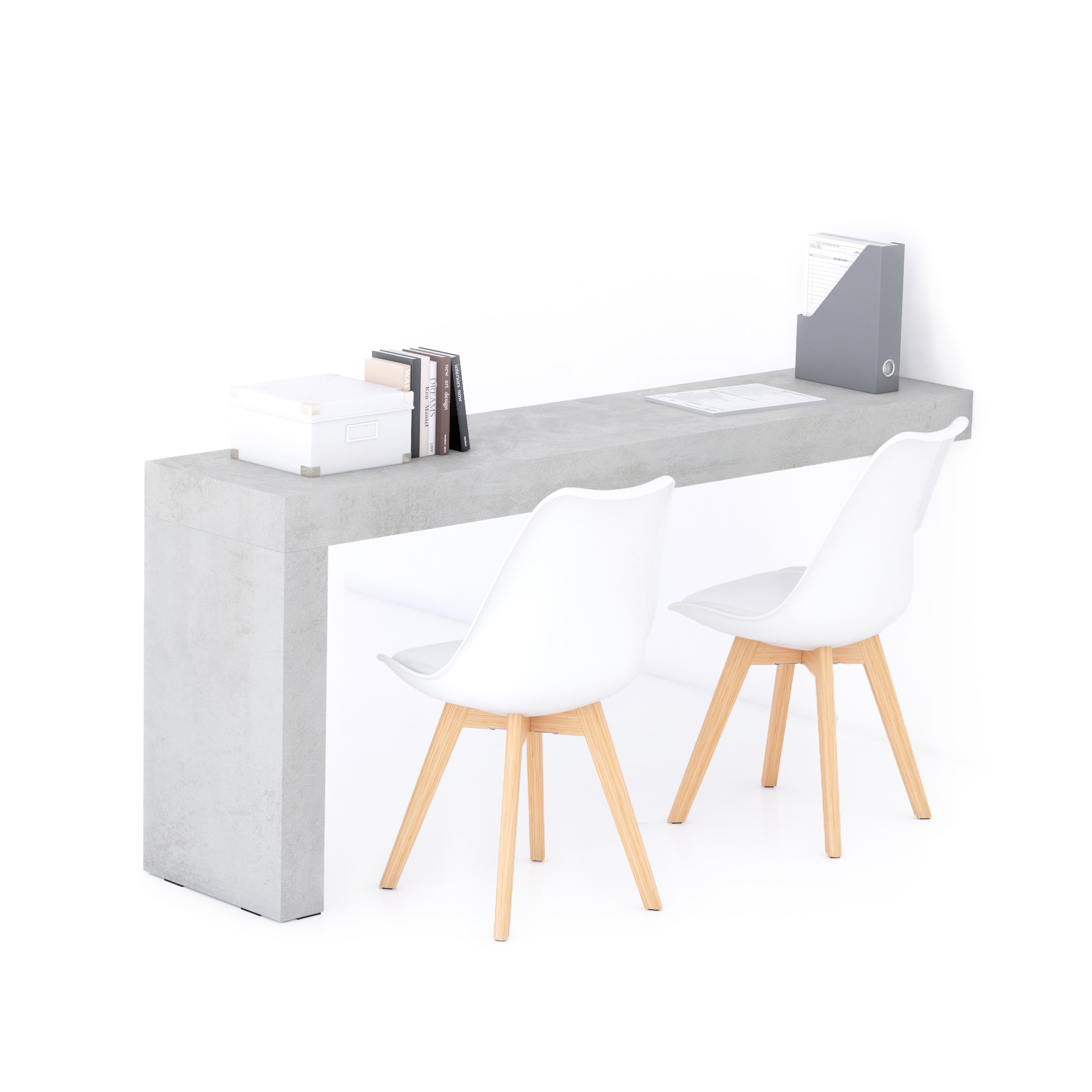 Scrivania Evolution 180x40, Grigio Cemento con Una Gamba