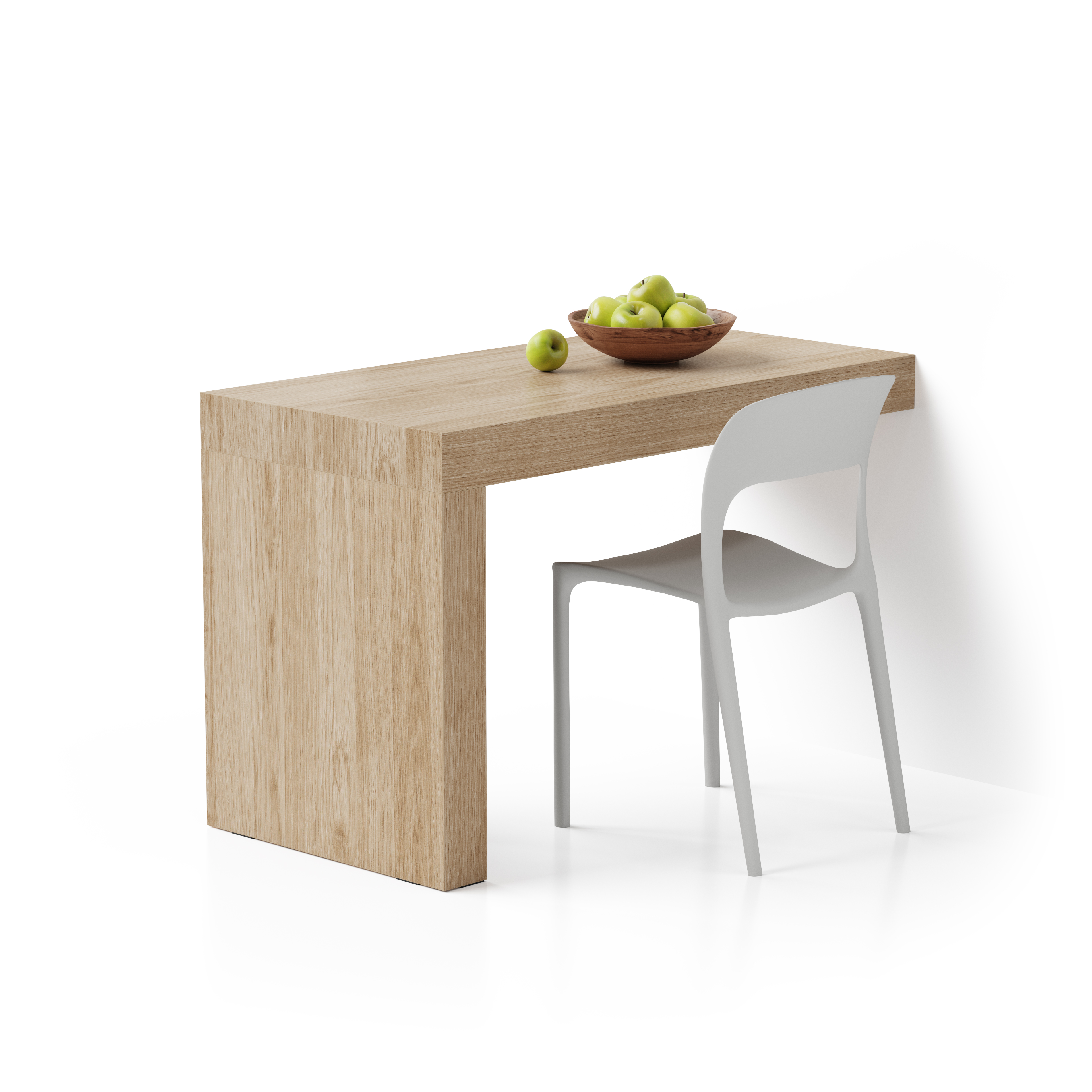 Mesa de comedor Evolution 120x60, Madera Natural con Una Pierna
