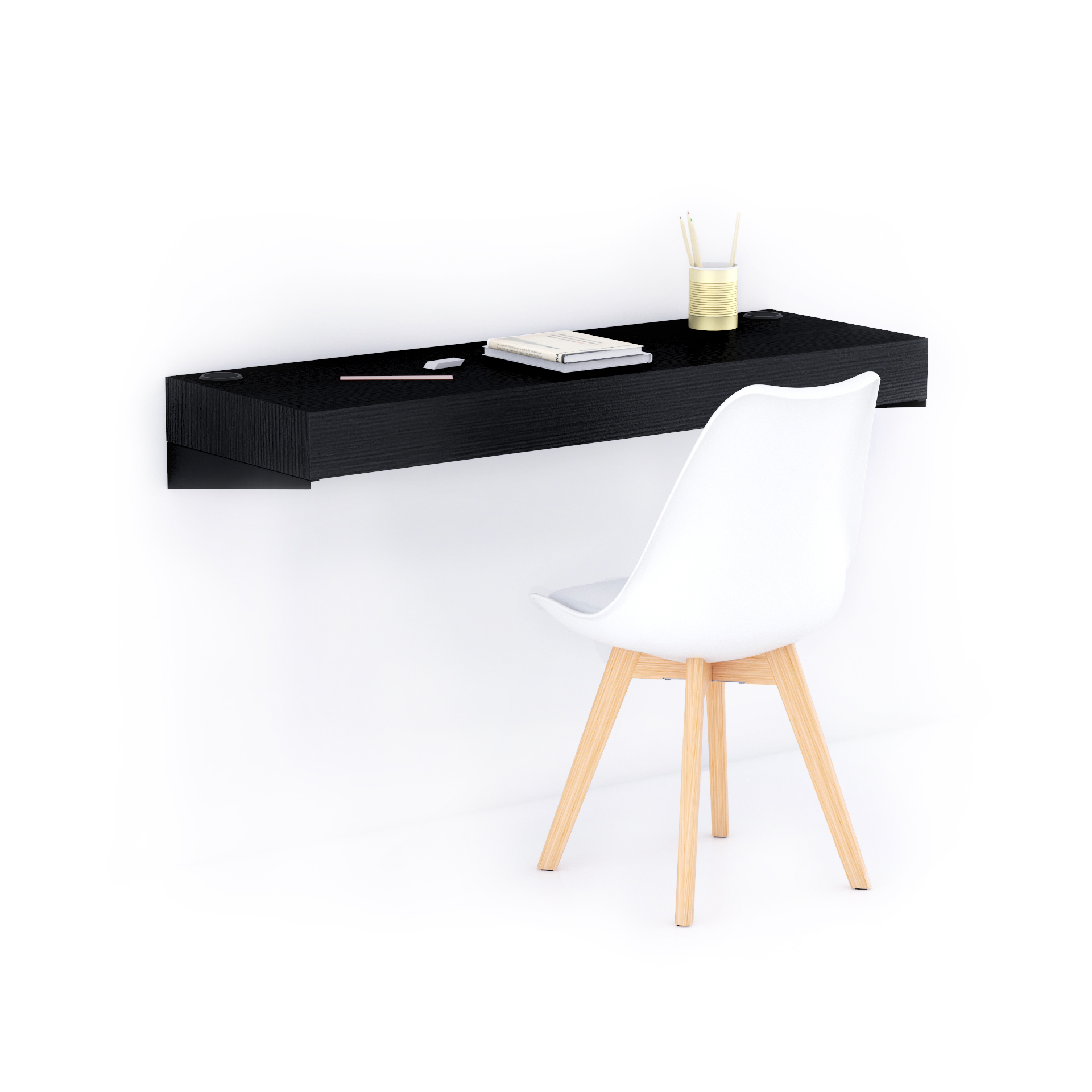 Evolution wall mounted desk 47.2x15.7 in, with Wireless Charger, Ashwood Black