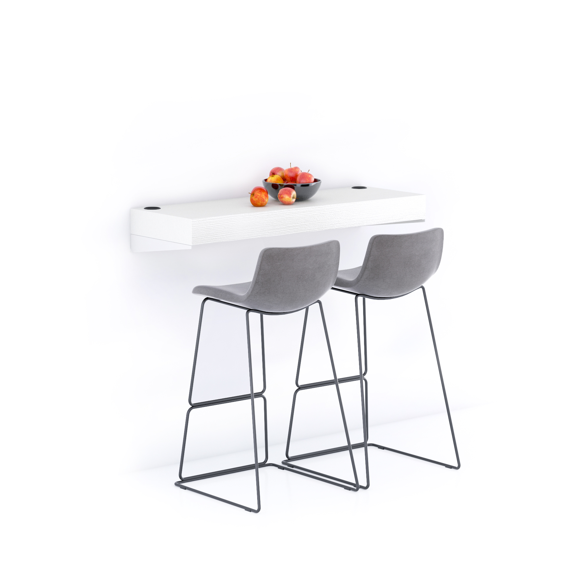 Evolution Extra Large Bar Shelf 47.2x15.7 in, with Wireless Charger, Ashwood White