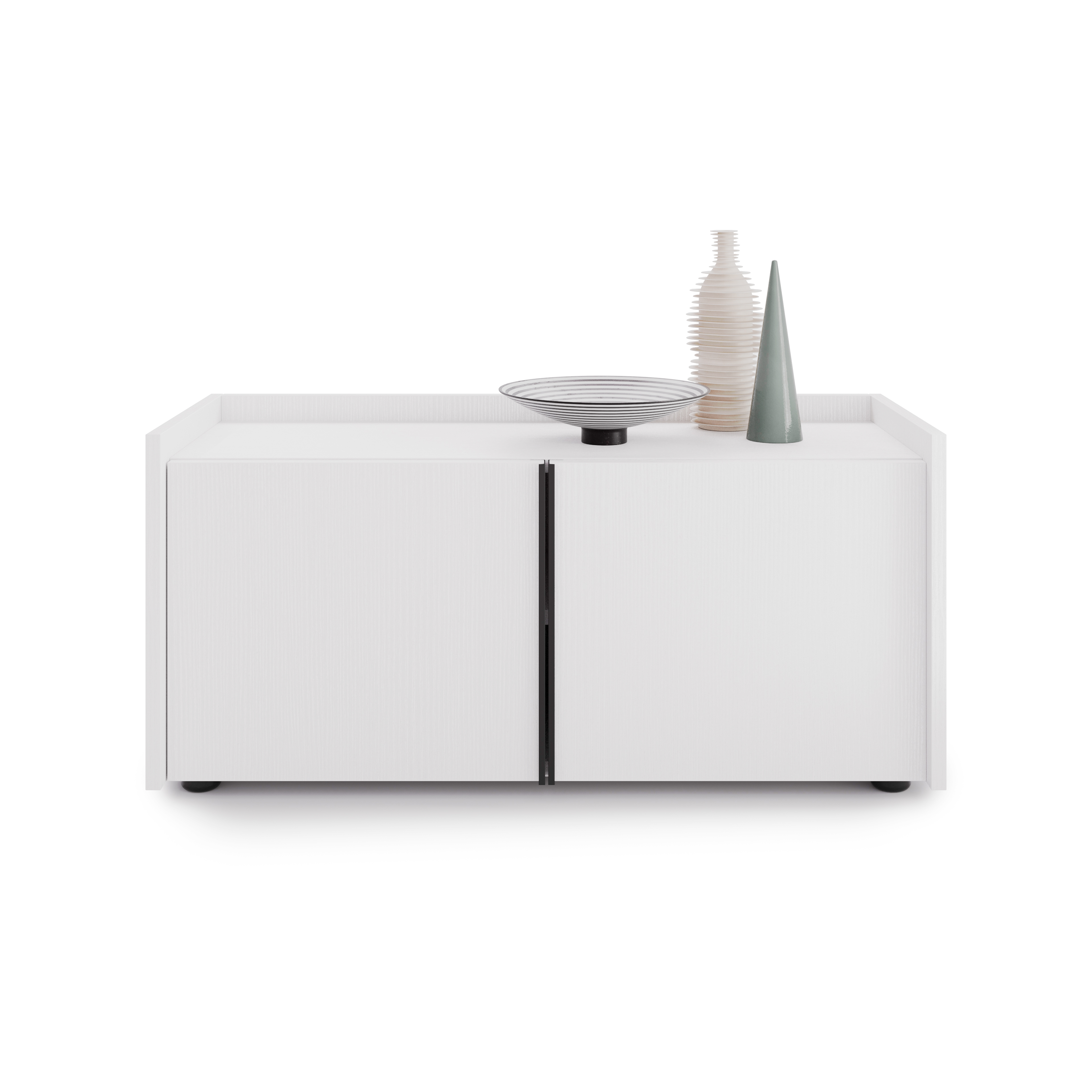 Meuble Bas Romina (93,6x36x44 cm), 2 Portes, Frêne Blanc