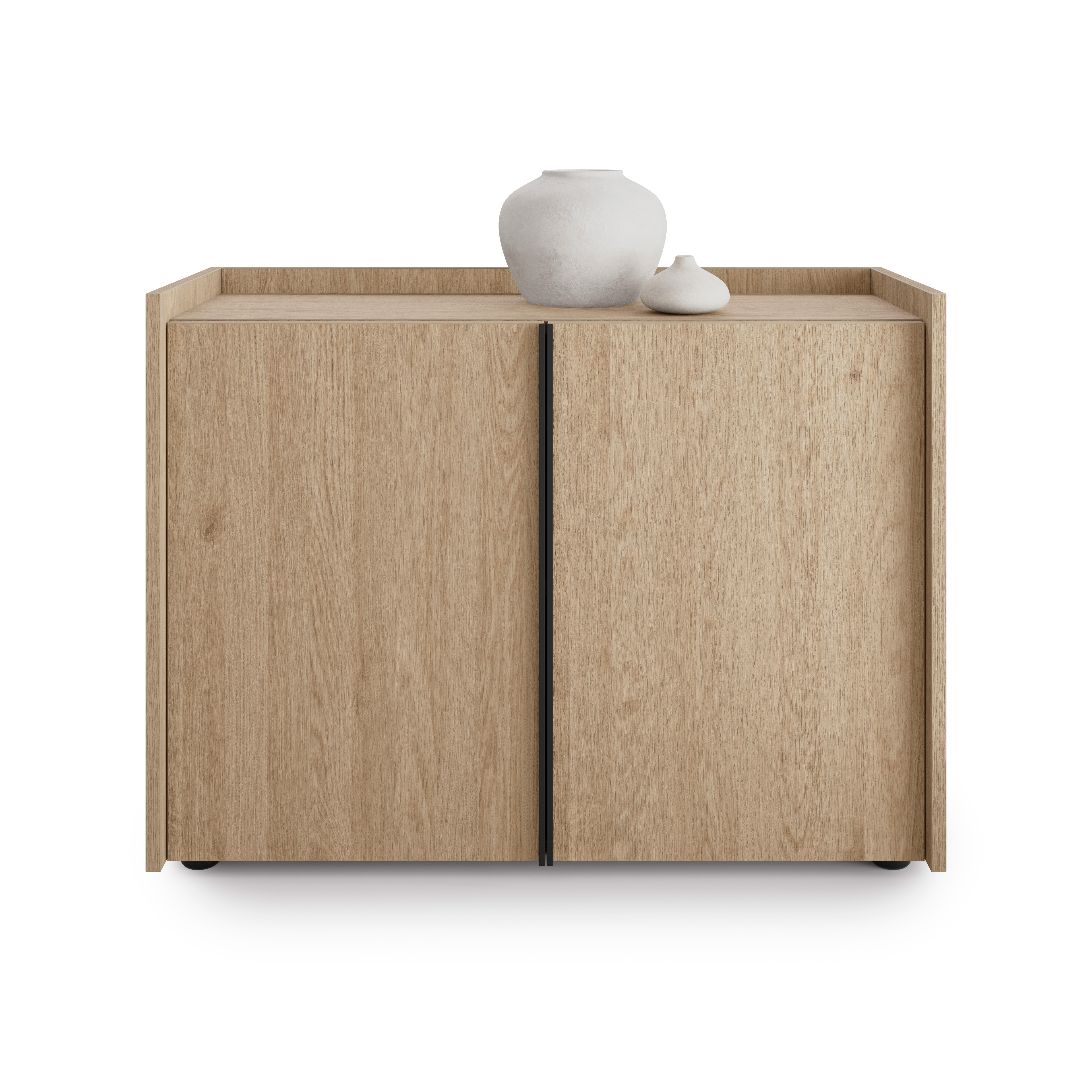 Meuble Bas Romina (93,6x36x70 cm), 2 Portes, Chêne Clair