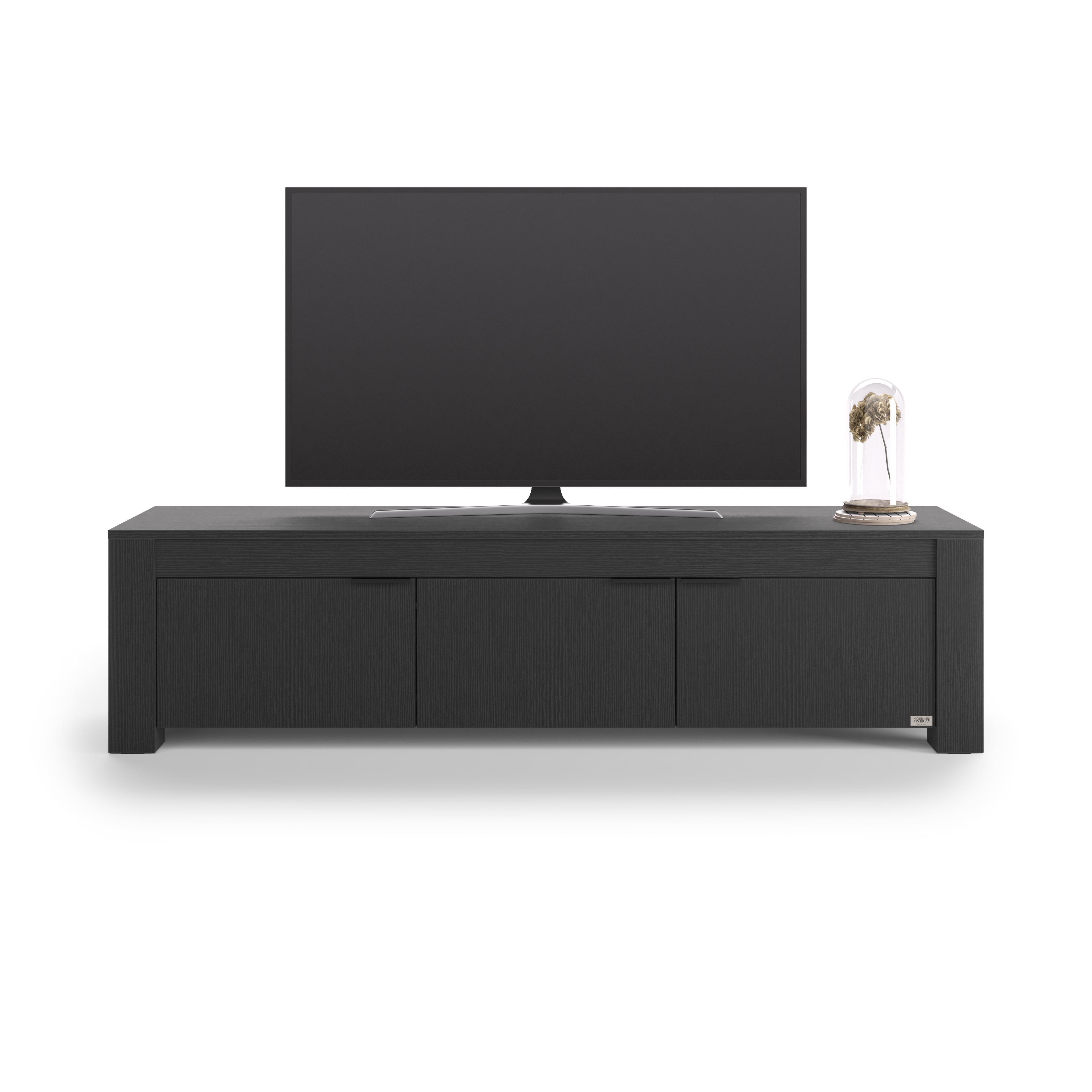 Credenza porta Tv con 3 ante Rachele, (180x45x45,8 cm), Nero Frassino