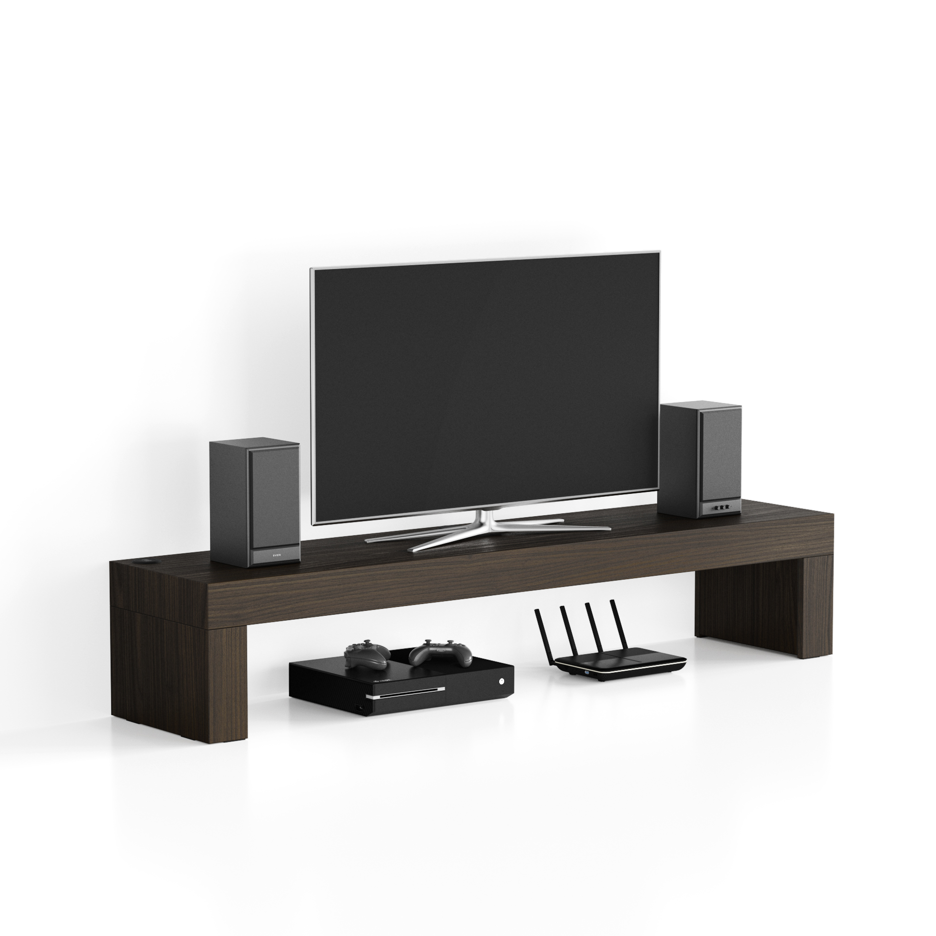 Porta Tv Evolution 180x40, Noce Scuro, con Caricatore wireless