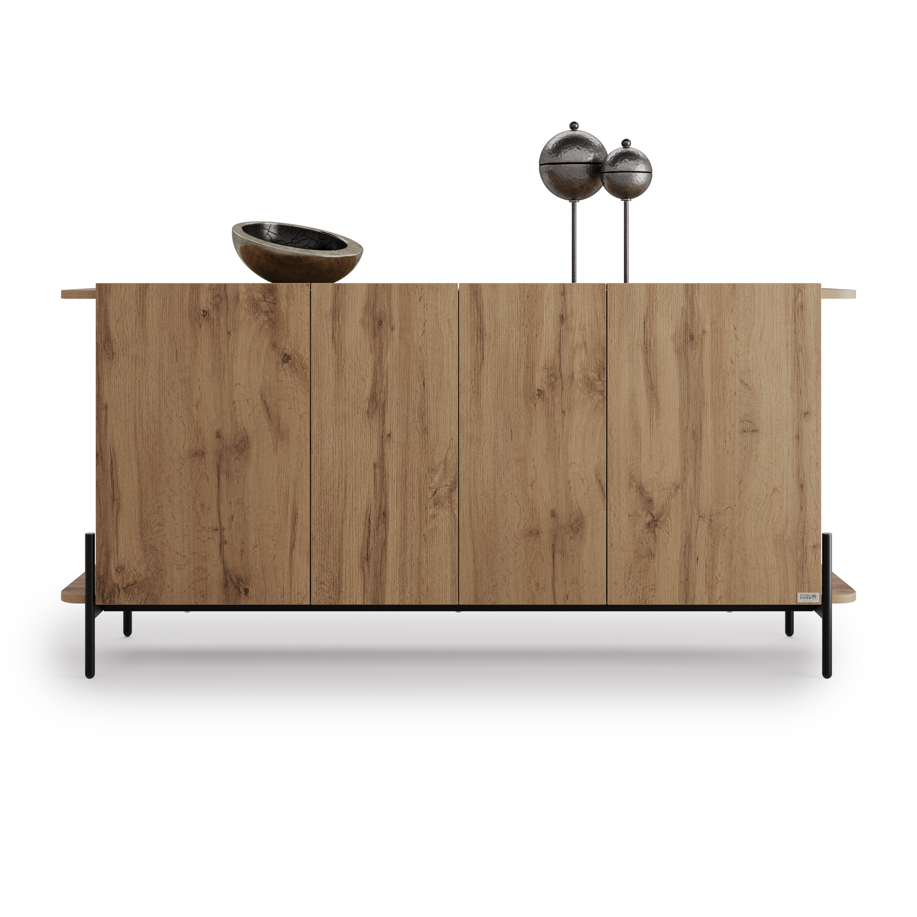 Buffet Olivia avec 4 Portes (167x40,3x81,7 cm), Bois Rustique
