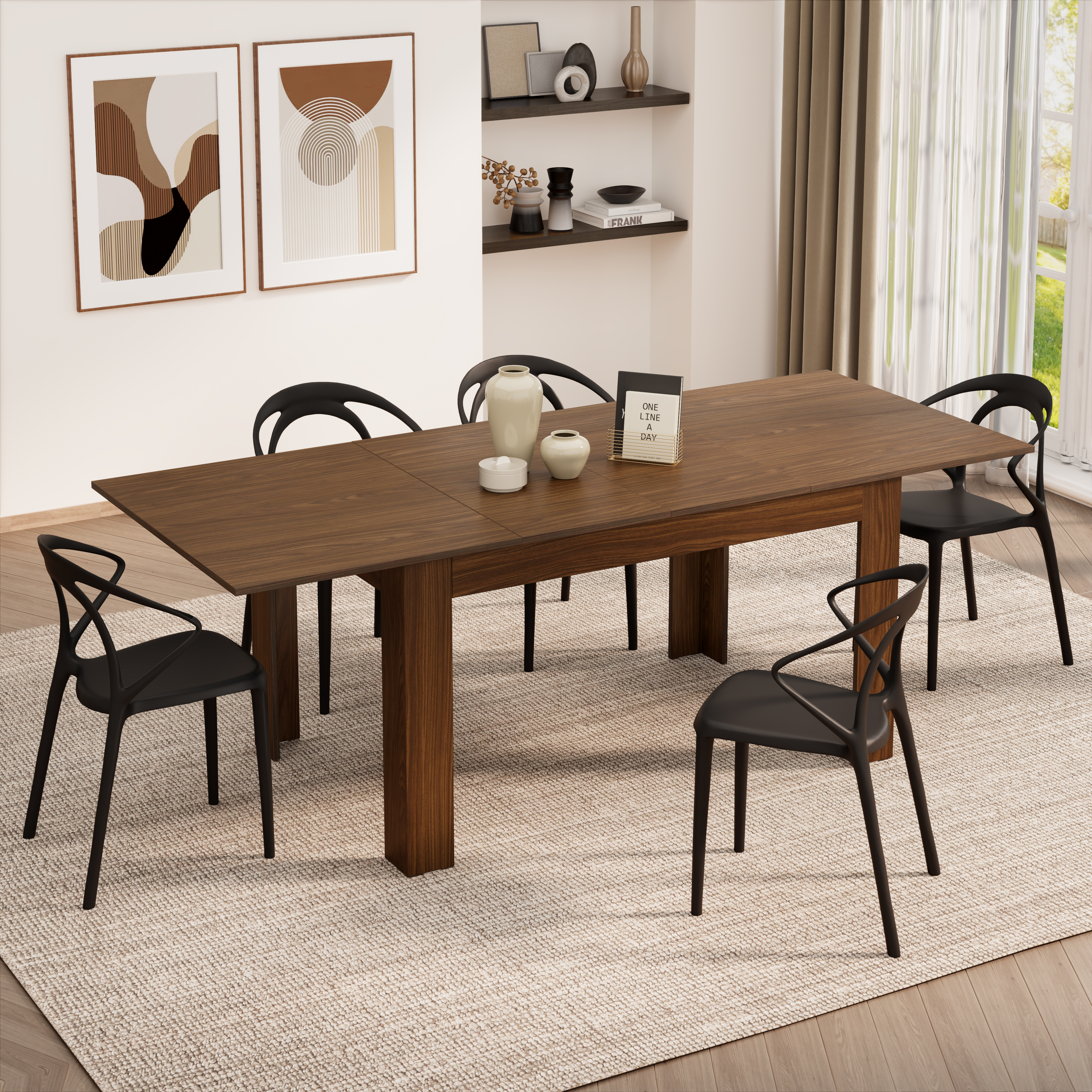 Tavolo allungabile Cucina, Easy, 140(220)x90 cm, Noce Canaletto