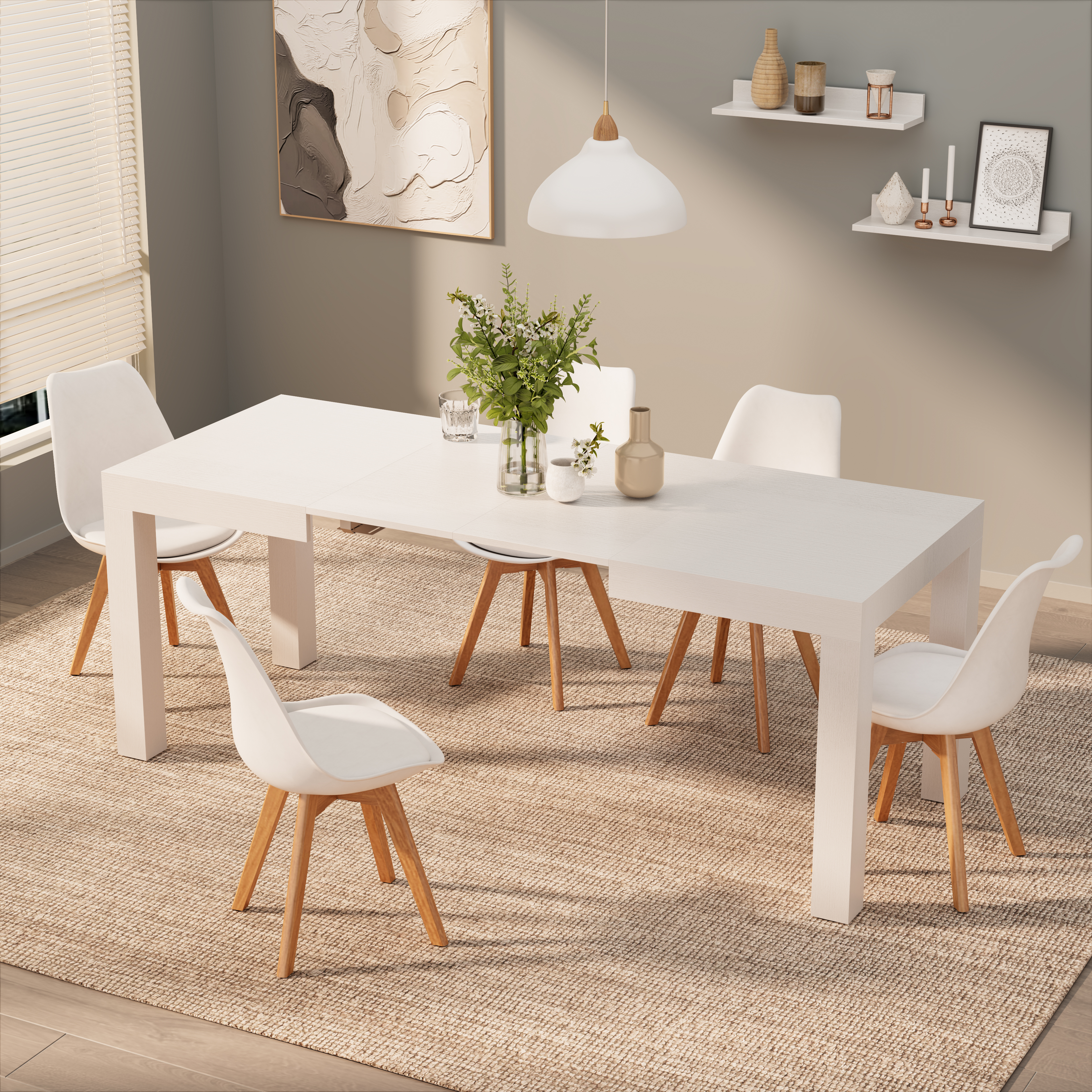 Tavolo Allungabile First, 120(200)x80 cm, Bianco Frassino